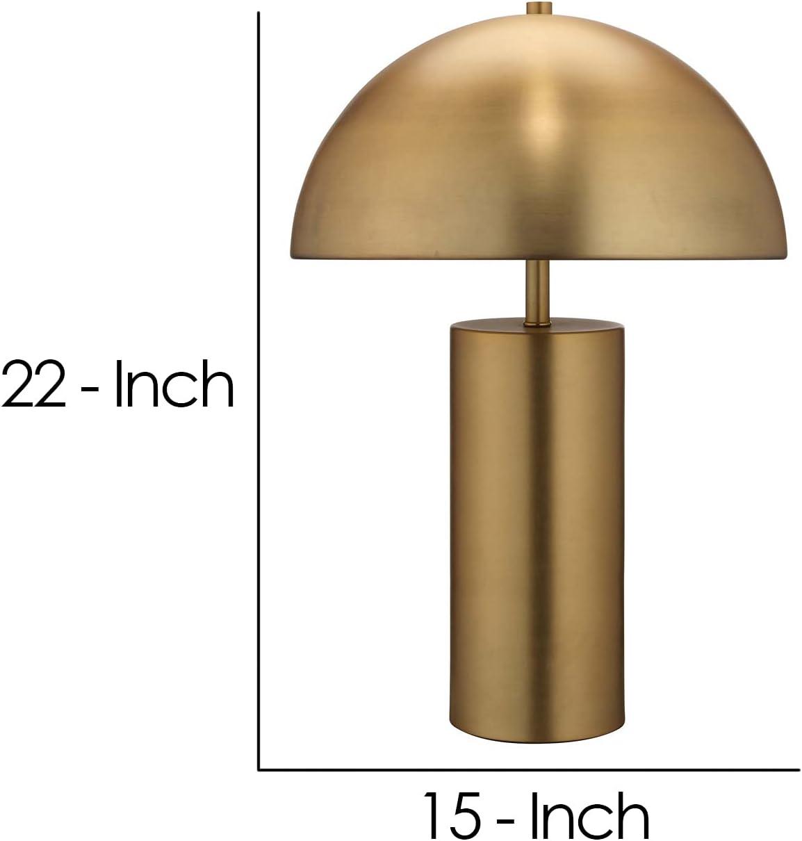 Size view – 22-inch gold desk lamp with measured scale