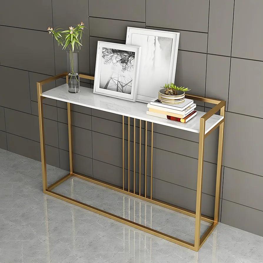 Entryway console table with decor items placed on top
