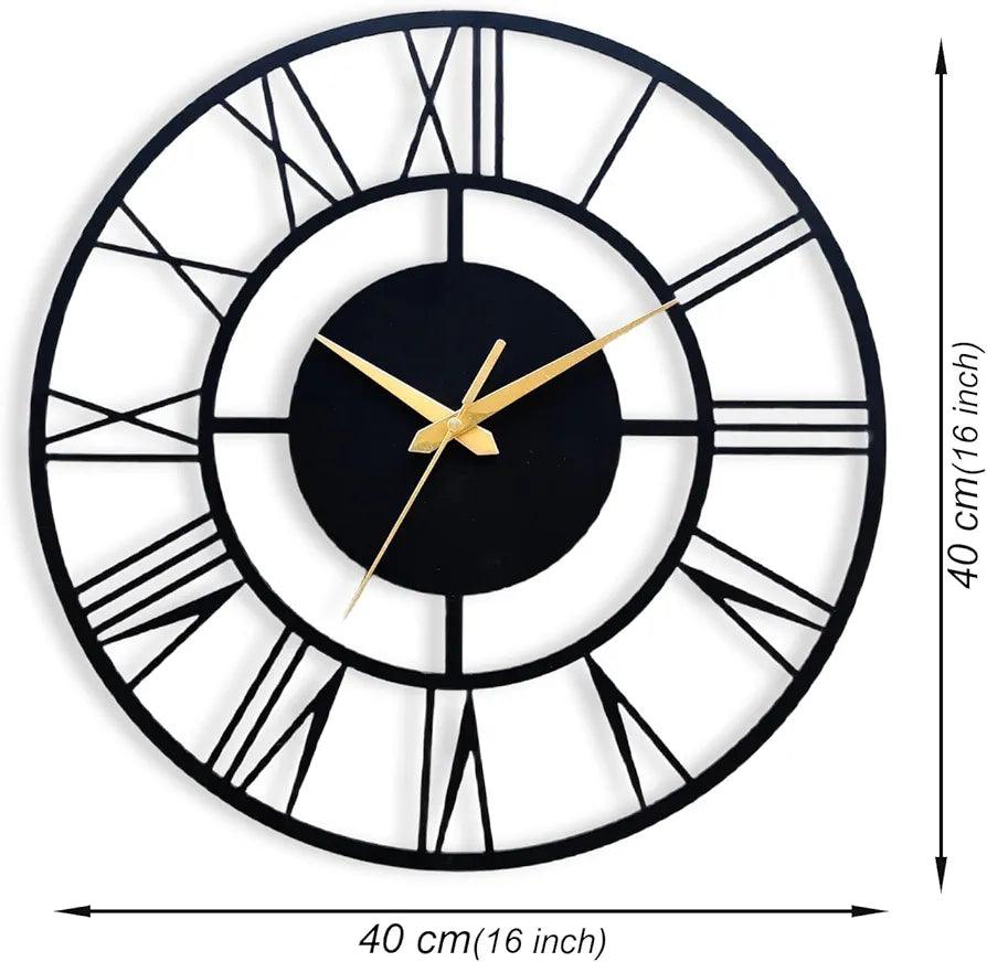 N I CREATIONS Analog Wall Clock with Modern Design and Gold Hands, 40 cm Diameter