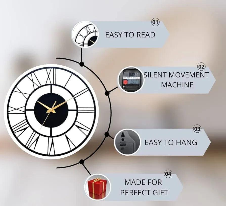 N I CREATIONS Analog Wall Clock with Easy to Read Design and Silent Movement for Home Decor