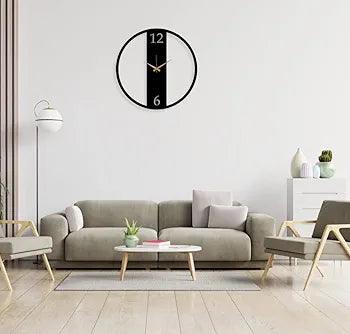 Modern N I CREATIONS analog wall clock on a minimalist living room wall with neutral decor