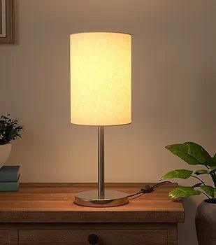 N I CREATIONS Modern Bedside Table lamp with Cream Shade and Sleek Metal Base for Cozy Lighting