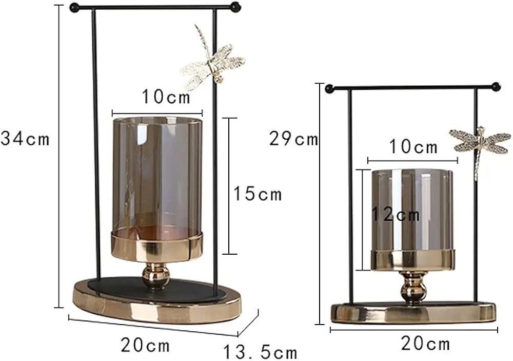Elegant N I CREATIONS candlestick holder pillar with glass and metal design for home decoration