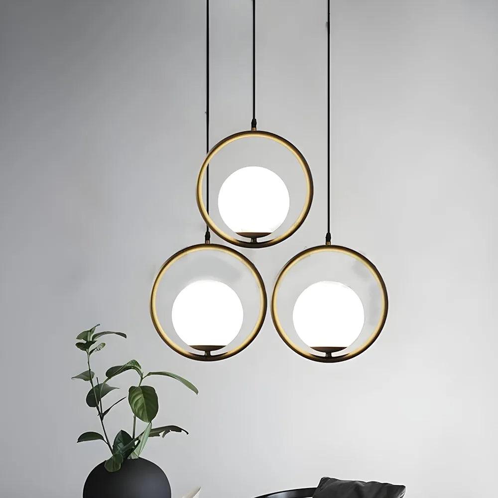 Elegant N I CREATIONS ceiling light lamp with three spherical bulbs in modern gold frames