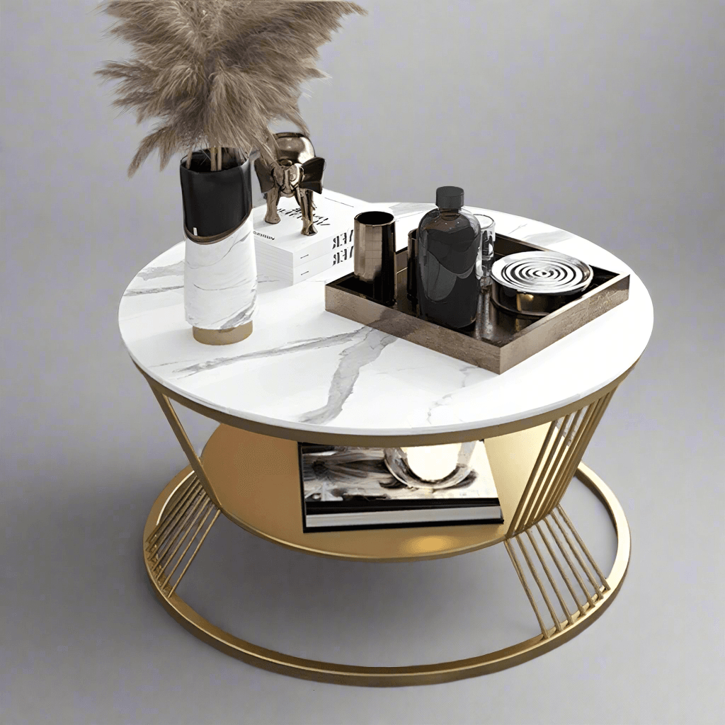 Studio shot of marble center table – front view