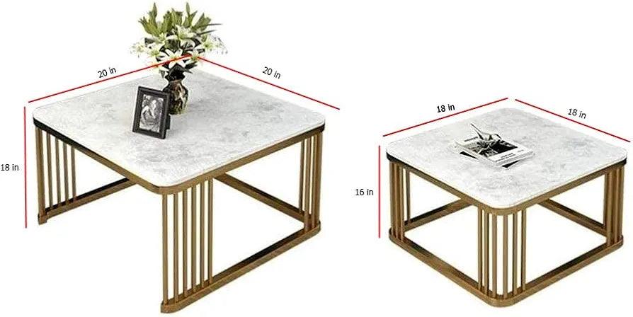 Stylish N I CREATIONS centre table coffe with modern design featuring a marble top and elegant metal legs