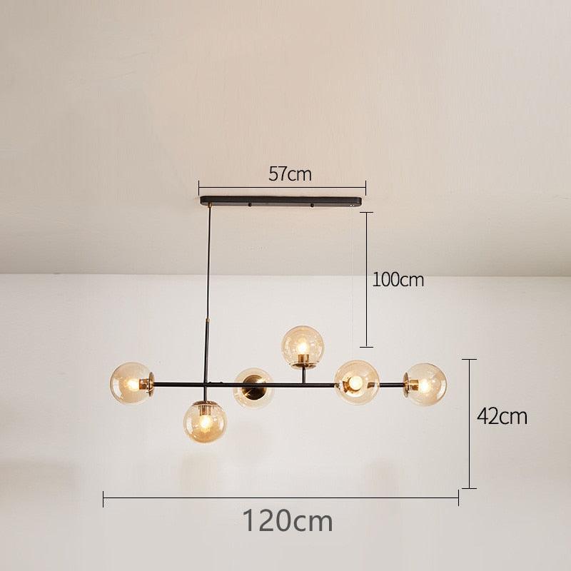 N I CREATIONS Chandelier ceiling lamp pendant with five glass globes and modern black frame