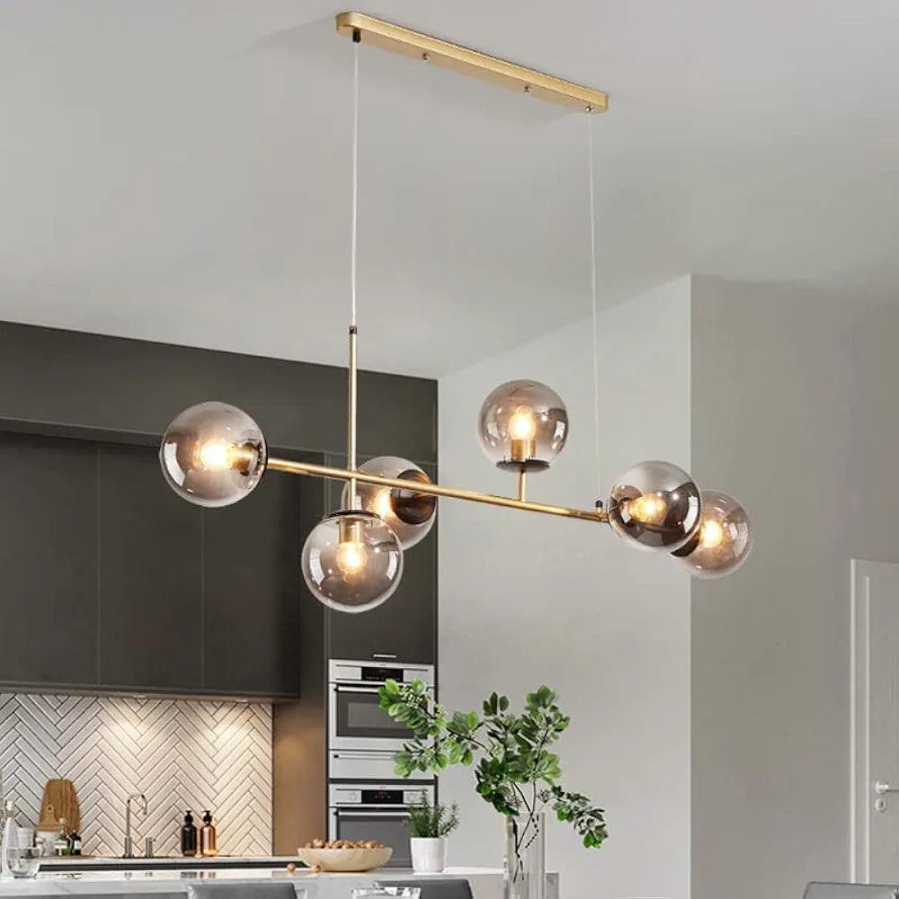 N I CREATIONS modern chandelier ceiling lamp pendant with sleek glass orbs for stylish home decor