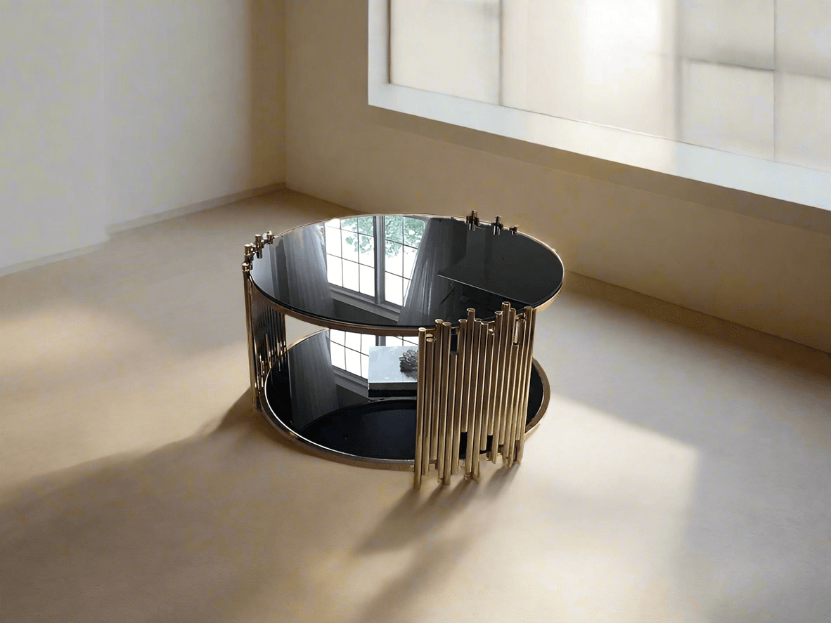 Stylish N I CREATIONS coffee table furniture with reflective surfaces and modern design for elegant home decor