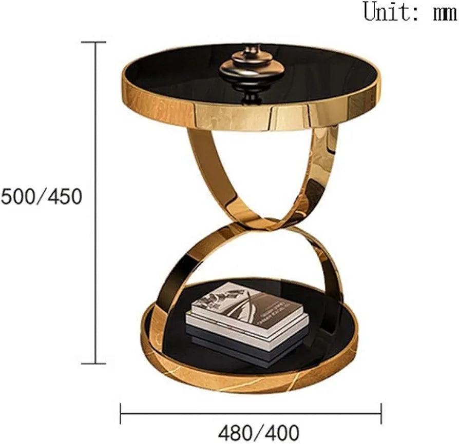 Modern N I CREATIONS Coffee Table with Stylish Gold Base and Black Top for Home Decoration
