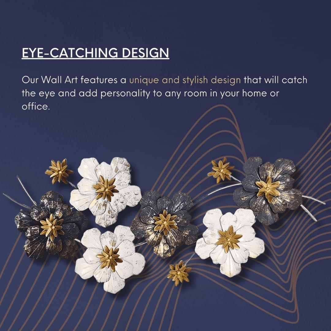N I CREATIONS metal wall art decor featuring stylish flowers in gold and silver tones for home or office