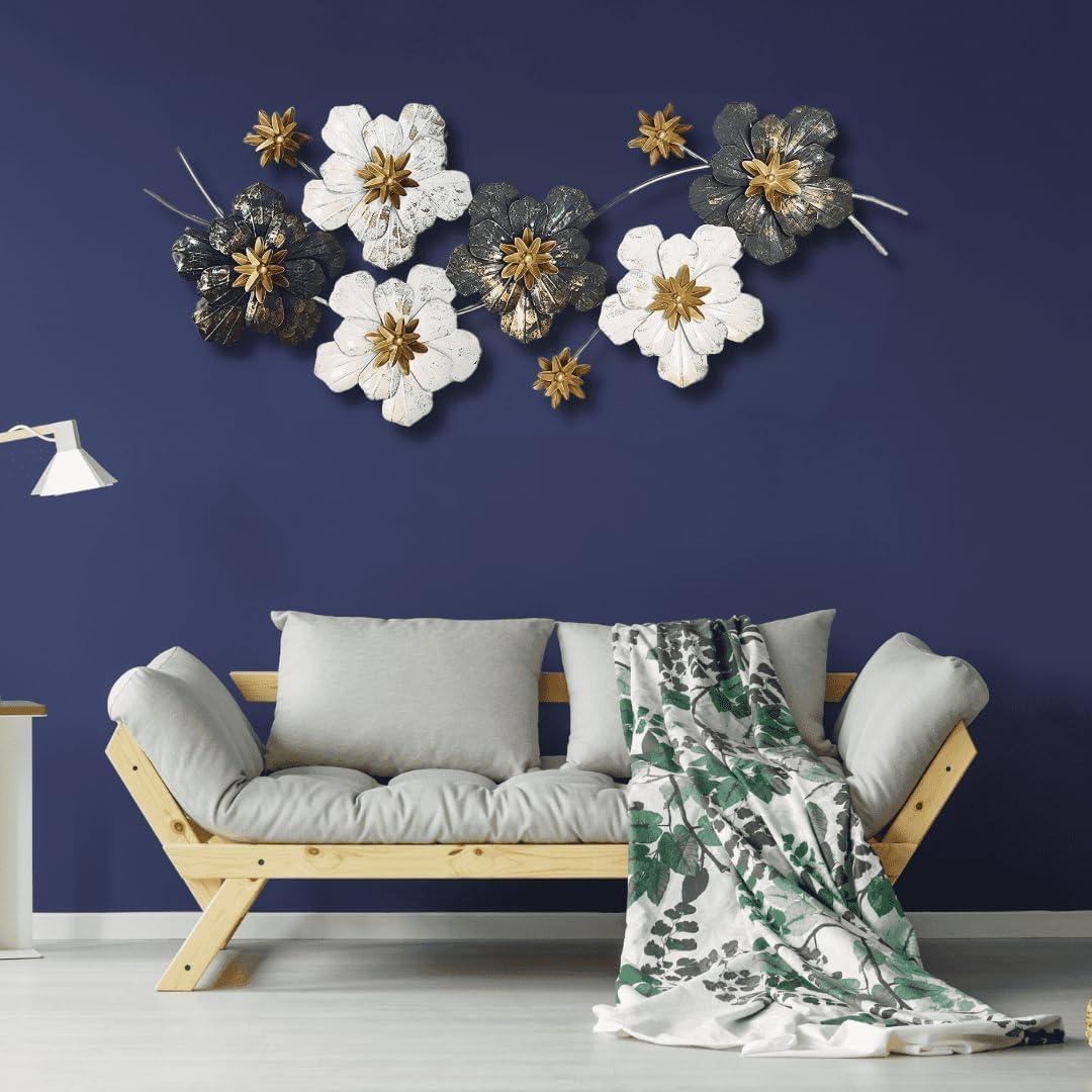Beautiful metal wall art decor featuring colorful flowers, ideal for enhancing home interiors