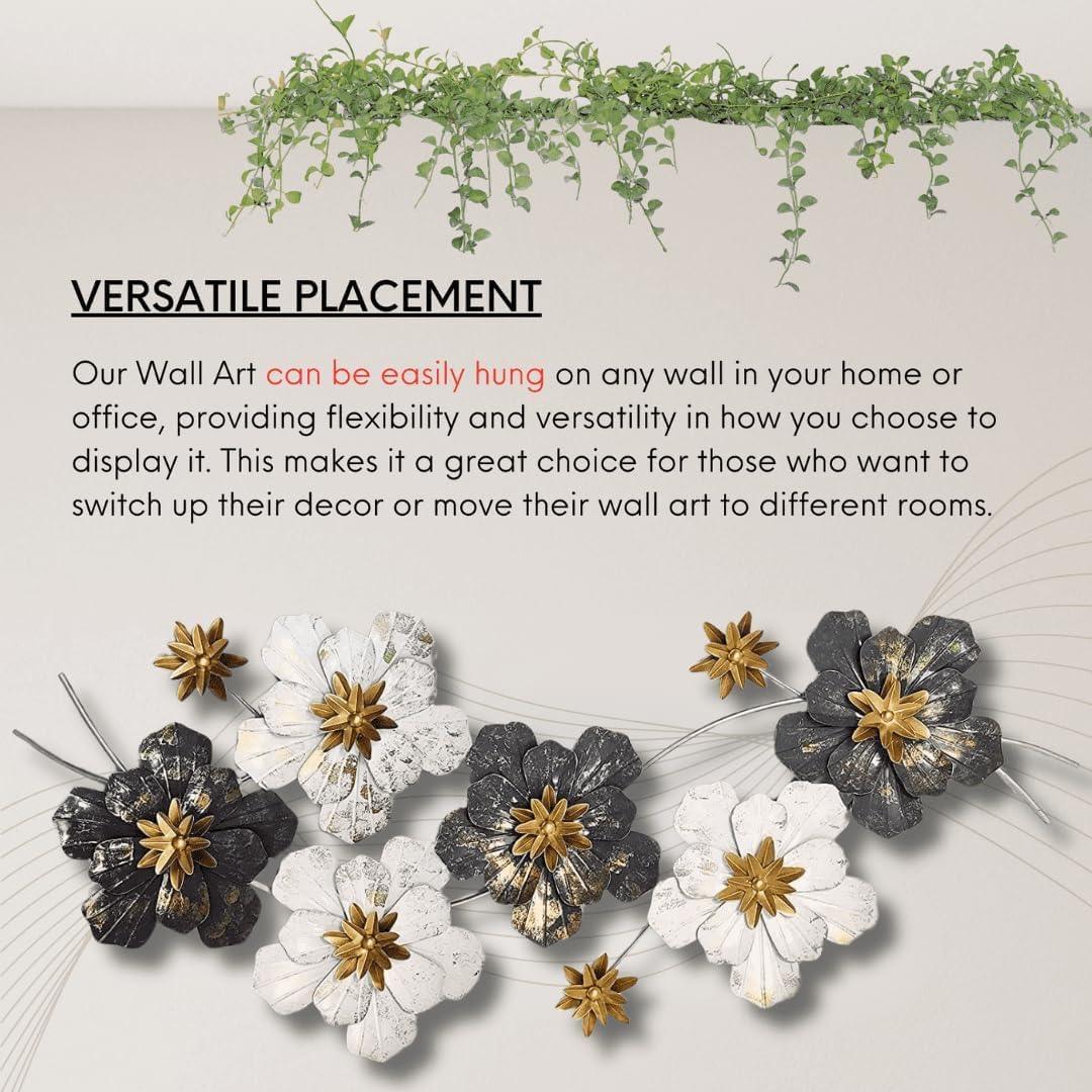 N I CREATIONS metal wall art decor featuring elegant flowers for versatile home decoration