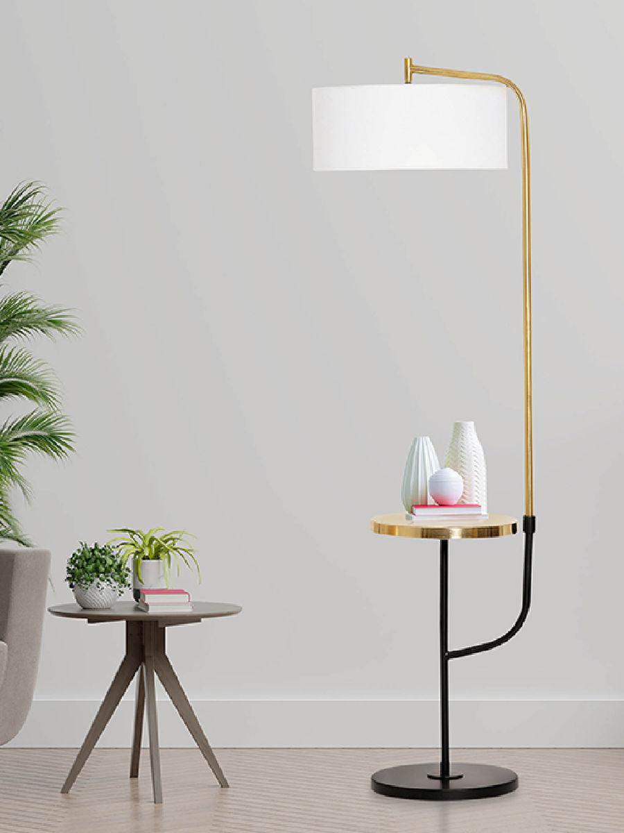N I CREATIONS Floor lamp with a stylish design and integrated side table for modern home decor