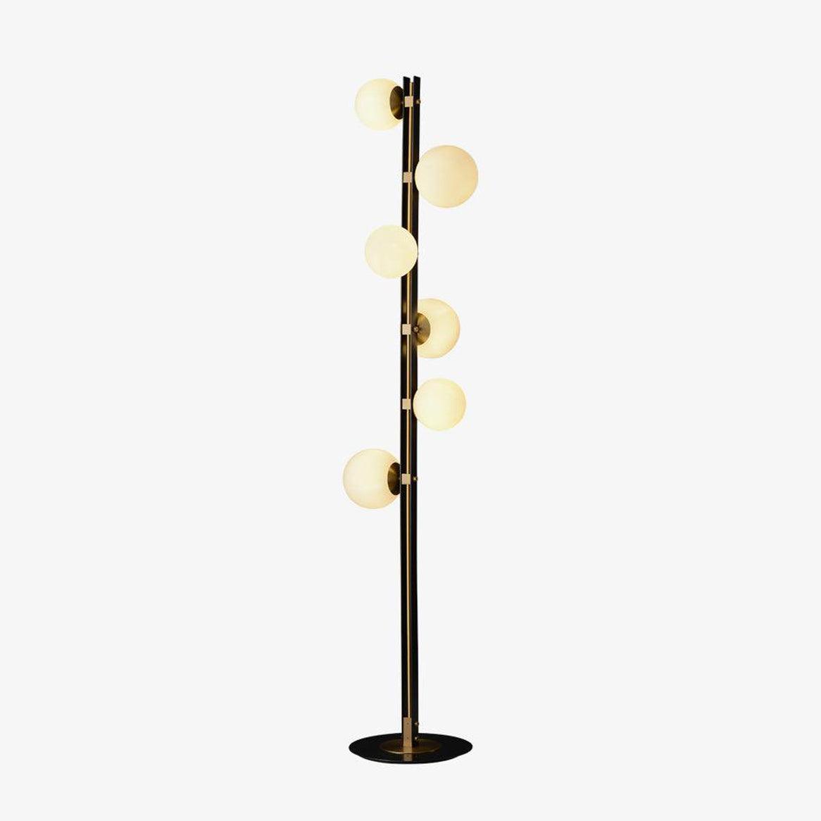 N I CREATIONS modern floor lamp with six round glass globes and sleek black base for stylish home decor