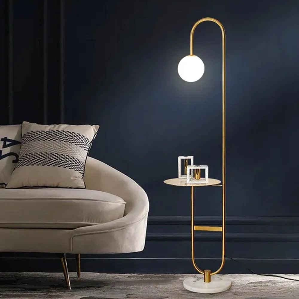 Elegant N I CREATIONS floor lamp with a modern design and marble base, perfect for home decor