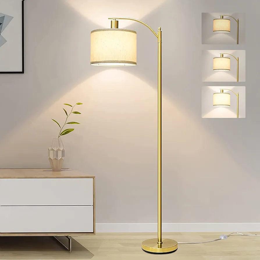 N I CREATIONS stylish floor lamp standing lamp with a gold finish and fabric shade for home decor