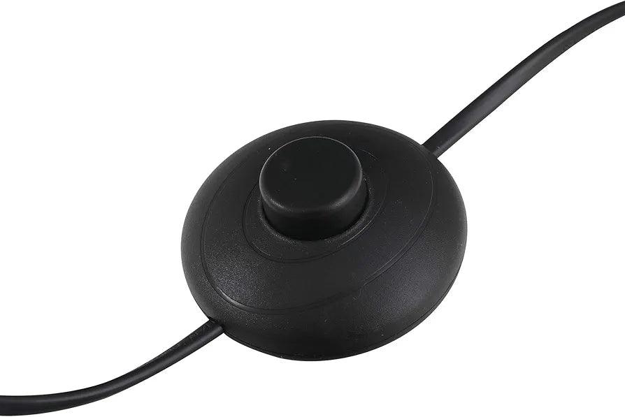 Foot switch detail – Zoomed view of black foot switch and base with cord