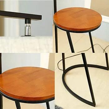 N I CREATIONS modern floor lamp showcasing wooden top and sleek black base for stylish home decor