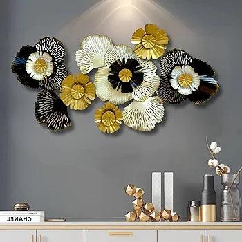 Stylish flower wall art by N I CREATIONS featuring gold and black floral design for home decor