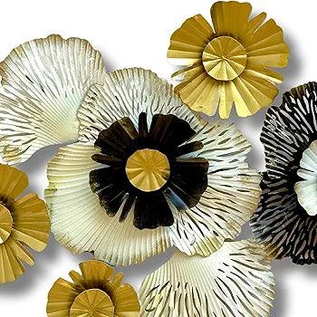 N I CREATIONS Elegant Flower Wall Art in Gold and Black for Stylish Home Decor