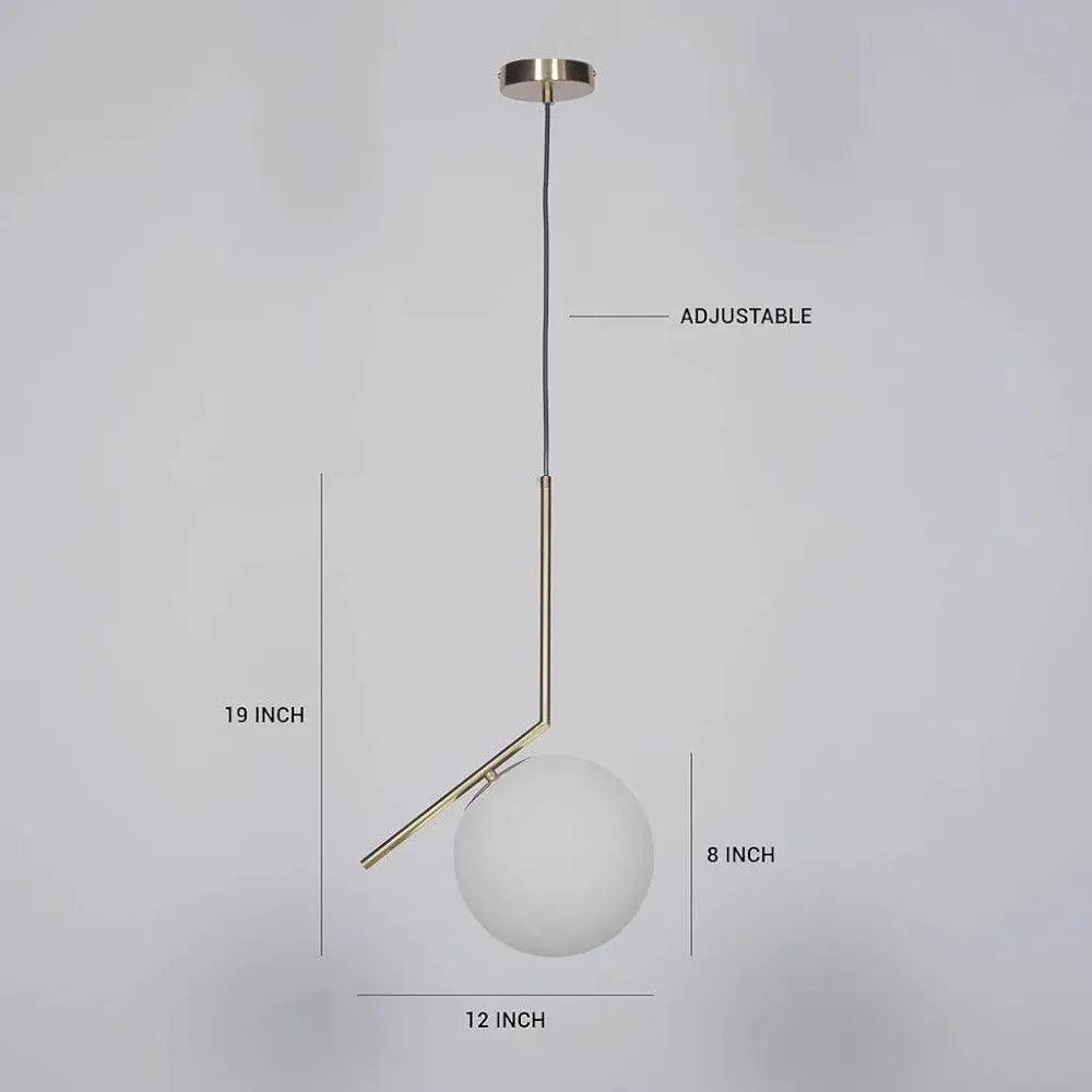 N I CREATIONS modern hanging lamp with a white globe and adjustable length for stylish home decor