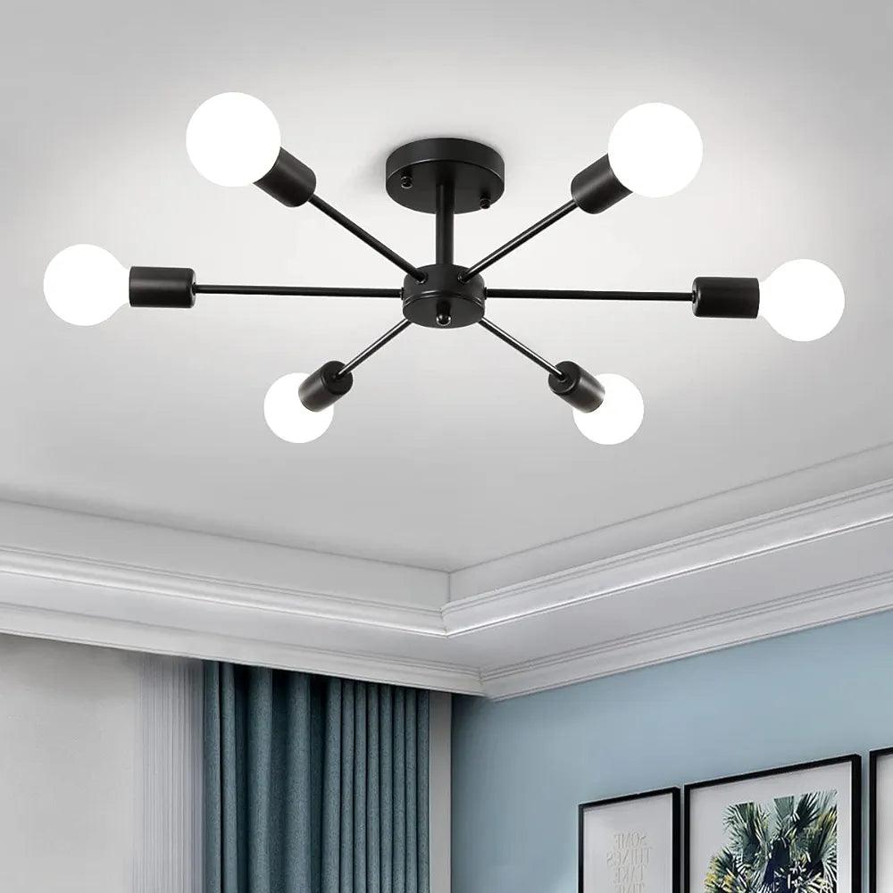 N I CREATIONS modern black Hanging Lights with six bulbs for stylish home decoration