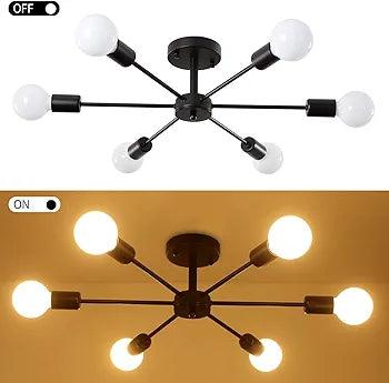 N I CREATIONS Modern Black Hanging Lights with Six Bulbs for Stylish Home Decor
