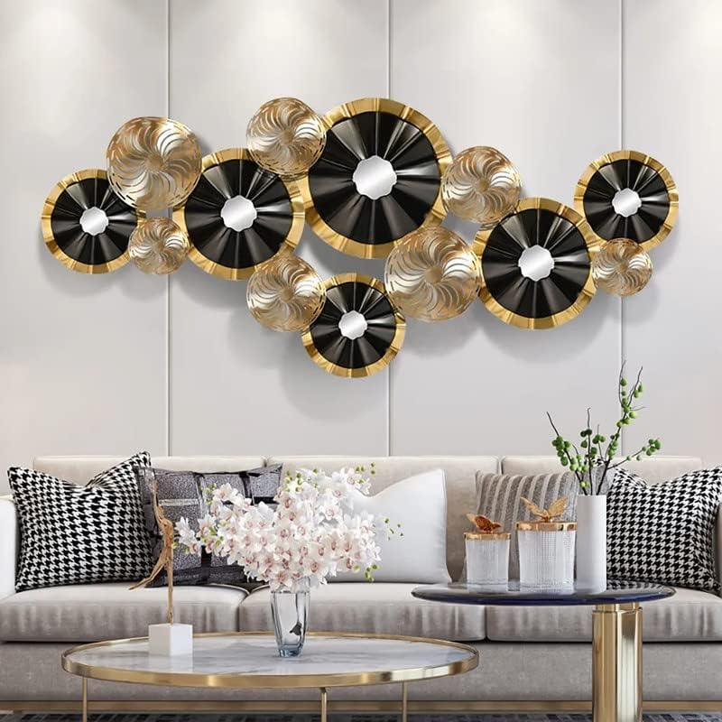 N I CREATIONS modern living room wall decor featuring gold and black circular accents