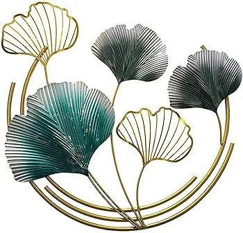 Elegant N I CREATIONS wall art featuring teal and gold ginkgo leaves for home decoration