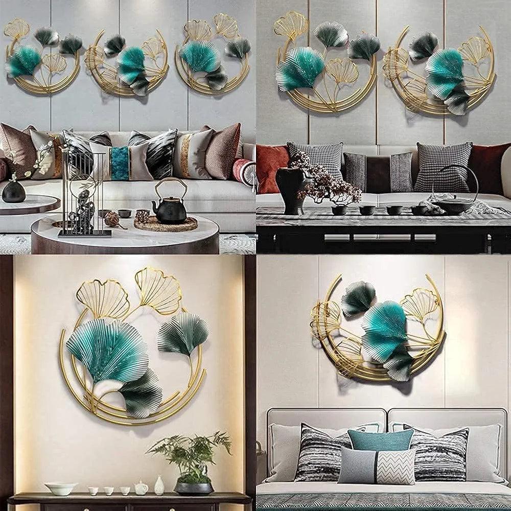 Elegant N I CREATIONS wall art featuring green and gold floral designs for stylish home decor