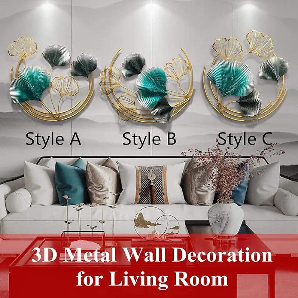 N I CREATIONS 3D Metal Wall Art for Living Room in Three Elegant Styles A, B, and C