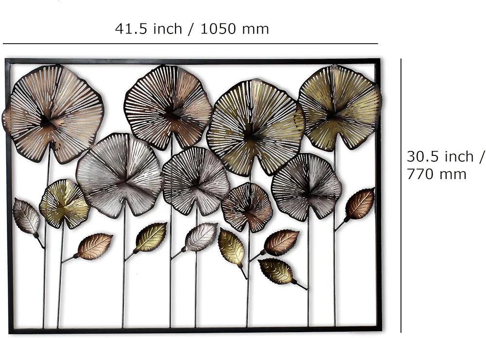 N I CREATIONS Metal wall art featuring colorful leaves in a decorative arrangement, 41.5 inches wide