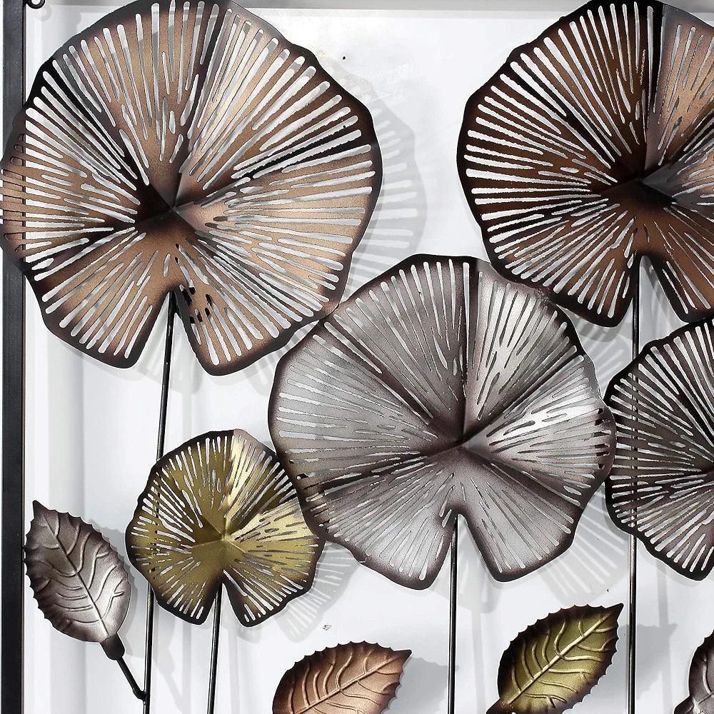 Elegant N I CREATIONS metal wall art featuring intricate leaf designs in various metallic colors