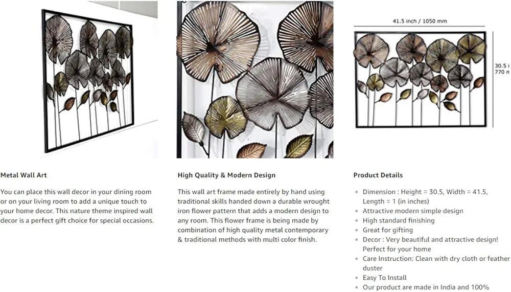 N I CREATIONS Metal wall art with unique leaf design for home decor and modern styling