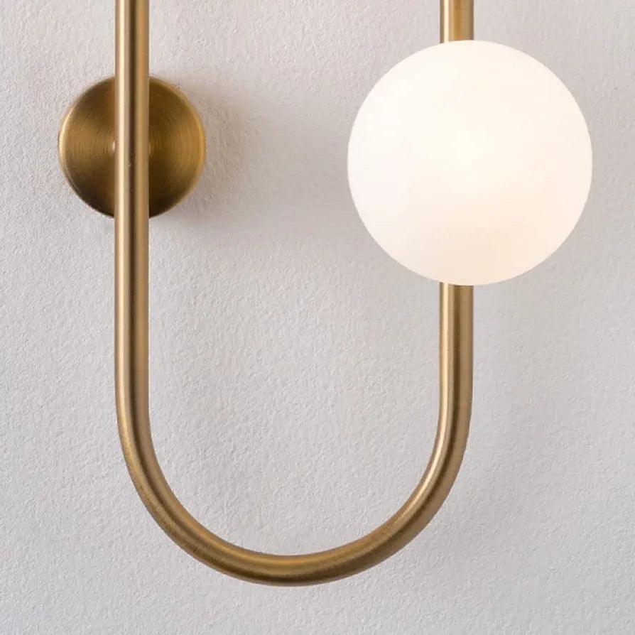 N I CREATIONS Modern Wall lamp light in gold finish with a round white glass globe