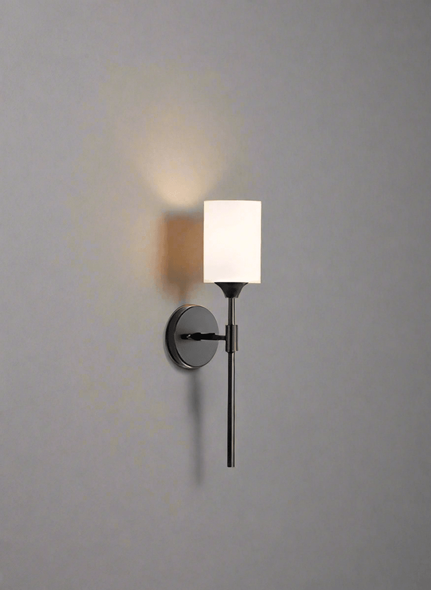 N I CREATIONS Modern Wall Light with White Shade and Sleek Black Finish for Home Decor