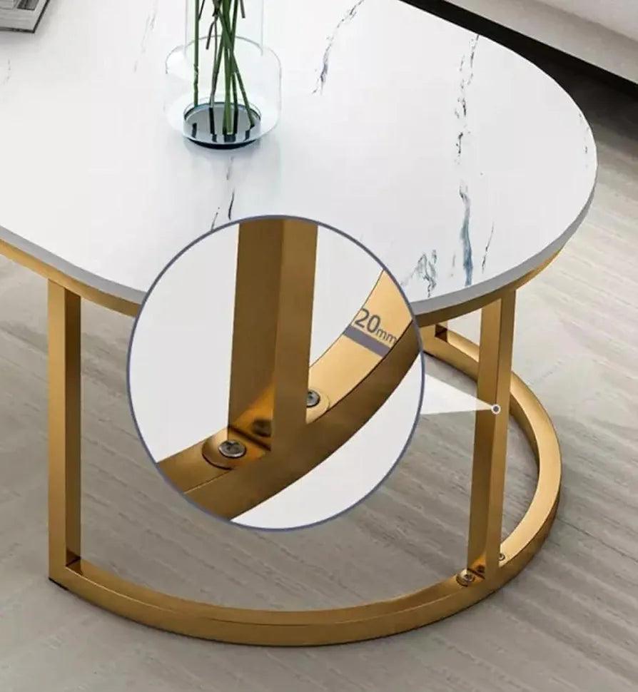 Elegant Modern Coffee Table with a sleek white marble top and gold metal legs, perfect for home decor
