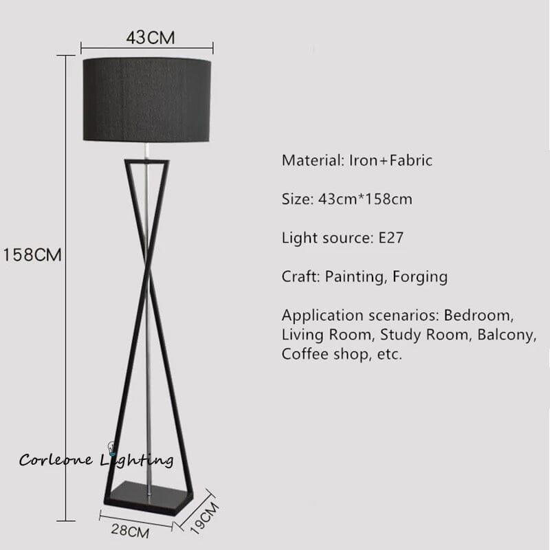 Modern Floor lamp by N I CREATIONS, featuring an elegant design with a black fabric shade and iron base