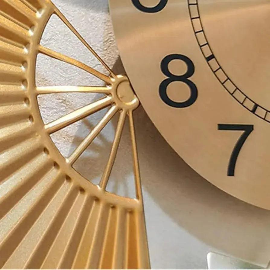 Elegant N I CREATIONS modern wall clock for living room with gold accents and large black numerals