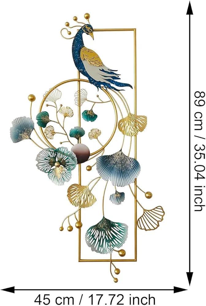N I CREATIONS elegant peacock wall art featuring vibrant colors and intricate floral designs