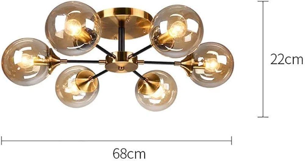 Stylish N I CREATIONS pendant lamp chandelier in gold with six globes for modern home decor