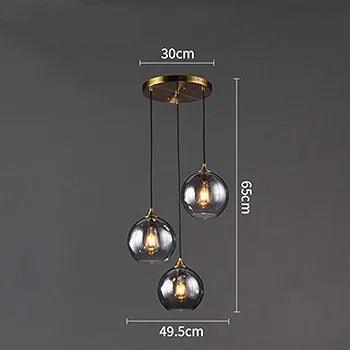 N I CREATIONS Pendant lamp light with three glass orbs and brass accents for stylish home decor