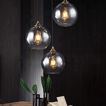 N I CREATIONS pendant lamp light with three glass globes and warm bulbs for stylish home decor