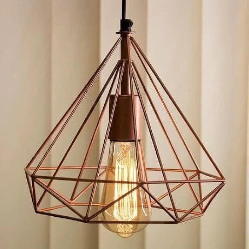 N I CREATIONS pendant light diamond cage with geometric design and warm bulb for modern home decor