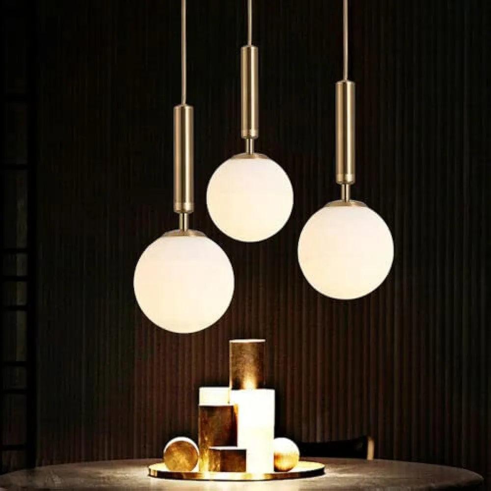 Stylish pendant light lamp restaurant featuring three elegant round globes for ambient lighting