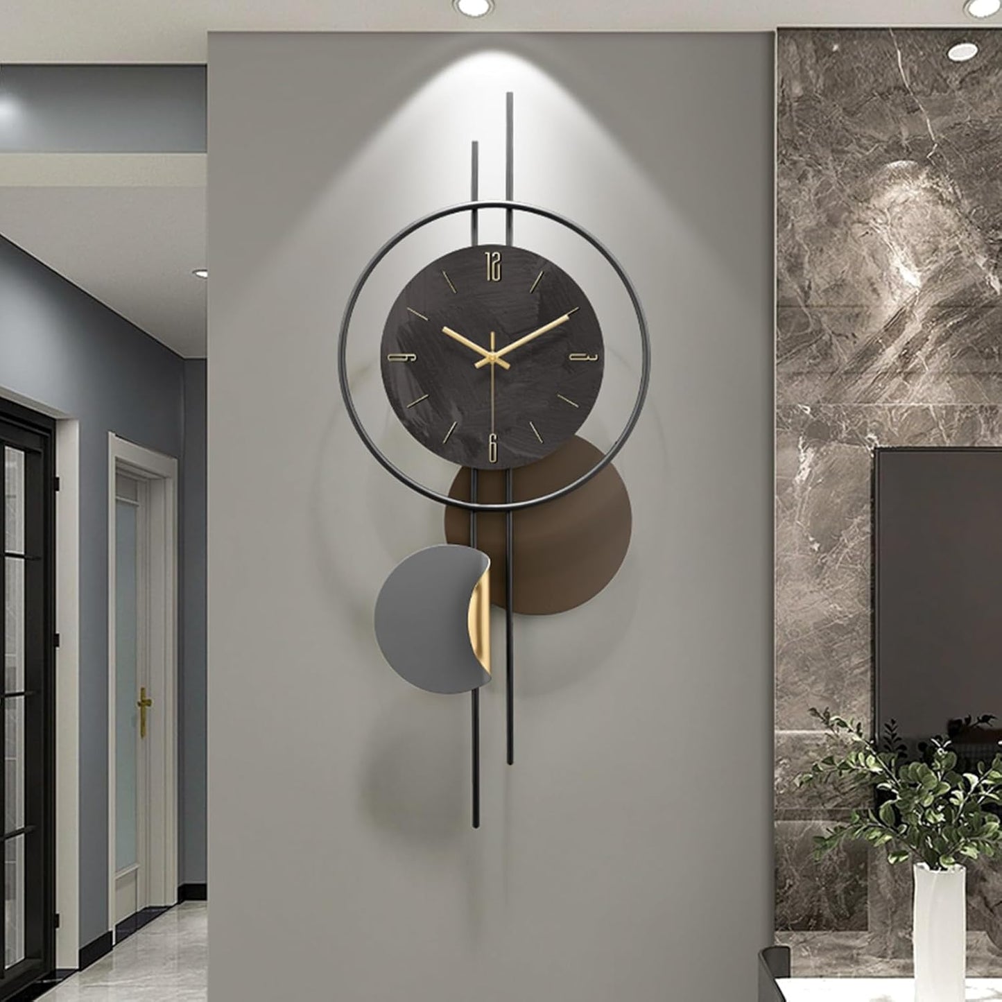 Luxury Illuminated Wall Clock with LED Light – Modern Decorative Design for Living Room N I CREATIONS