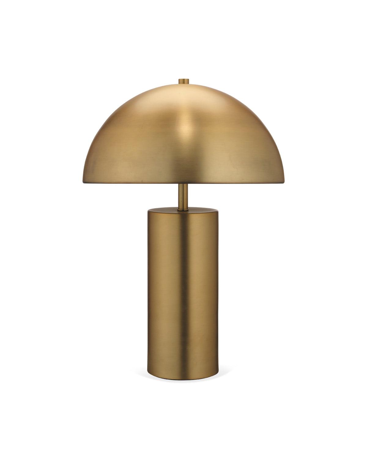 Full front view of gold-plated table lamp – clean white background