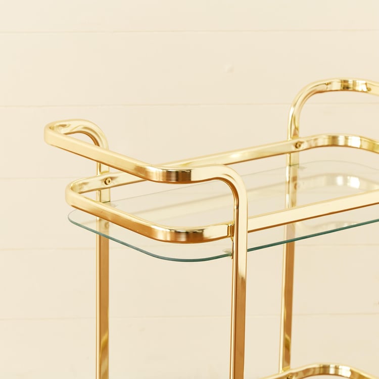 Premium Gold Bar Trolley – 3-Tier Glass & Metal Serving Cart for Living Room, Kitchen & Parties | Elegant Organizer N I CREATIONS