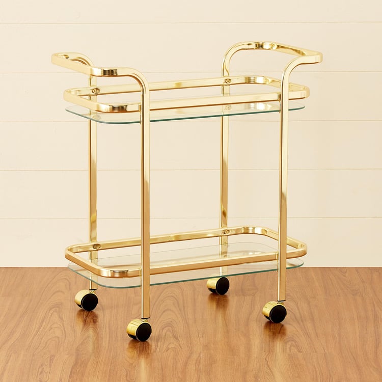 Premium Gold Bar Trolley – 3-Tier Glass & Metal Serving Cart for Living Room, Kitchen & Parties | Elegant Organizer N I CREATIONS